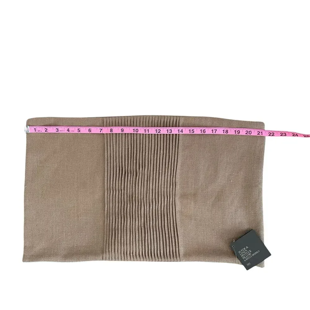 Restoration Hardware Suede & Linen Lumbar Pillow Cover 13x21 Camel NEW